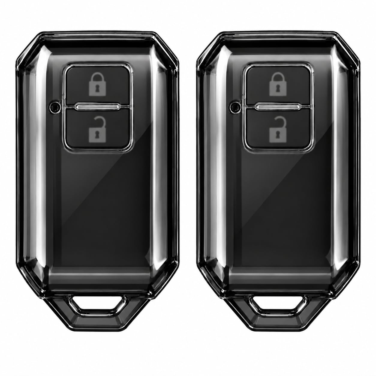 JVCV® 2 Pack Soft TPU Transparent Black Key Cover Compatible with Suzuki Jimny Fronx Grand Vitara Baleno XL6 Swift Ertiga Dzire Rumion Glanza Hyryder Smart Key | Slim Fit Case (Transparent Black)