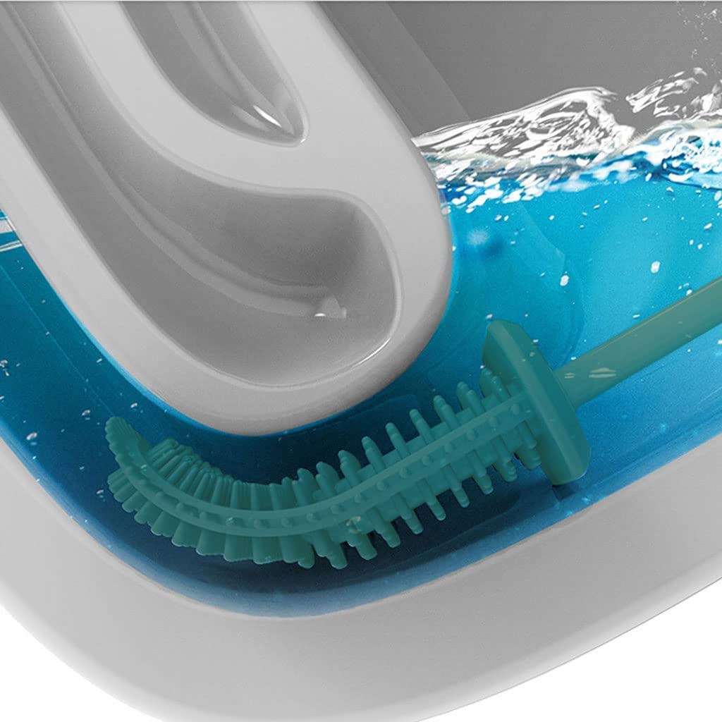 Escobillero Baño Escobilla Baño Escobilla De Inodoro De Silicona Base Desmontable Escobilla De Inodoro De Piso A Techo Y Soporte Para Almacenamiento En El Baño Escobilla WC Cepillo WC ( Blue : Grün )