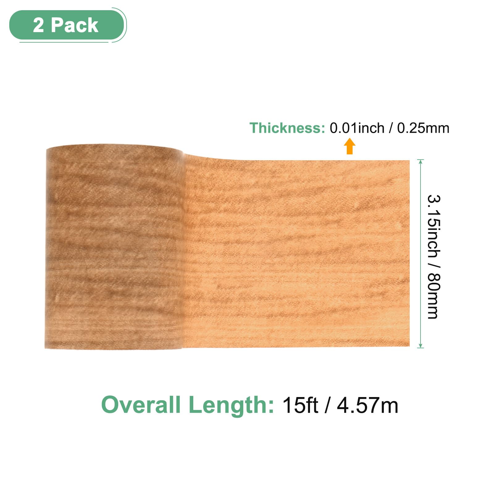 M METERXITY 2 Rouleaux De Ruban De Réparation À Grain De Bois, 3,15 Pouces X 15 Pieds Texturé Réaliste Autoadhésif Ruban Papier Contact Pour Meubles/Sols/Maison [Chestnut Maple]