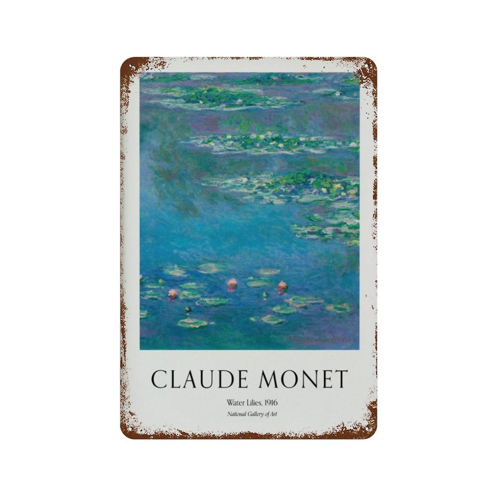 xiaoxiaoshen Monet Water Lilies Impressionist Wall Decor Art Metal Tin Poster Modern Home Decor Art Home Bar Shop Decorations Vintage Sign 30x20cm