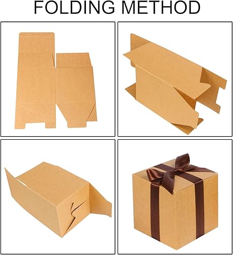 Vista 37 de Cotopher - 100 unidades de cajas de regalo de boda. Cajas de regalo de papel de 7.6 x 7.6 x 7.6 cm. Cajas pequeñas de regalo con cintas. Cajas marino