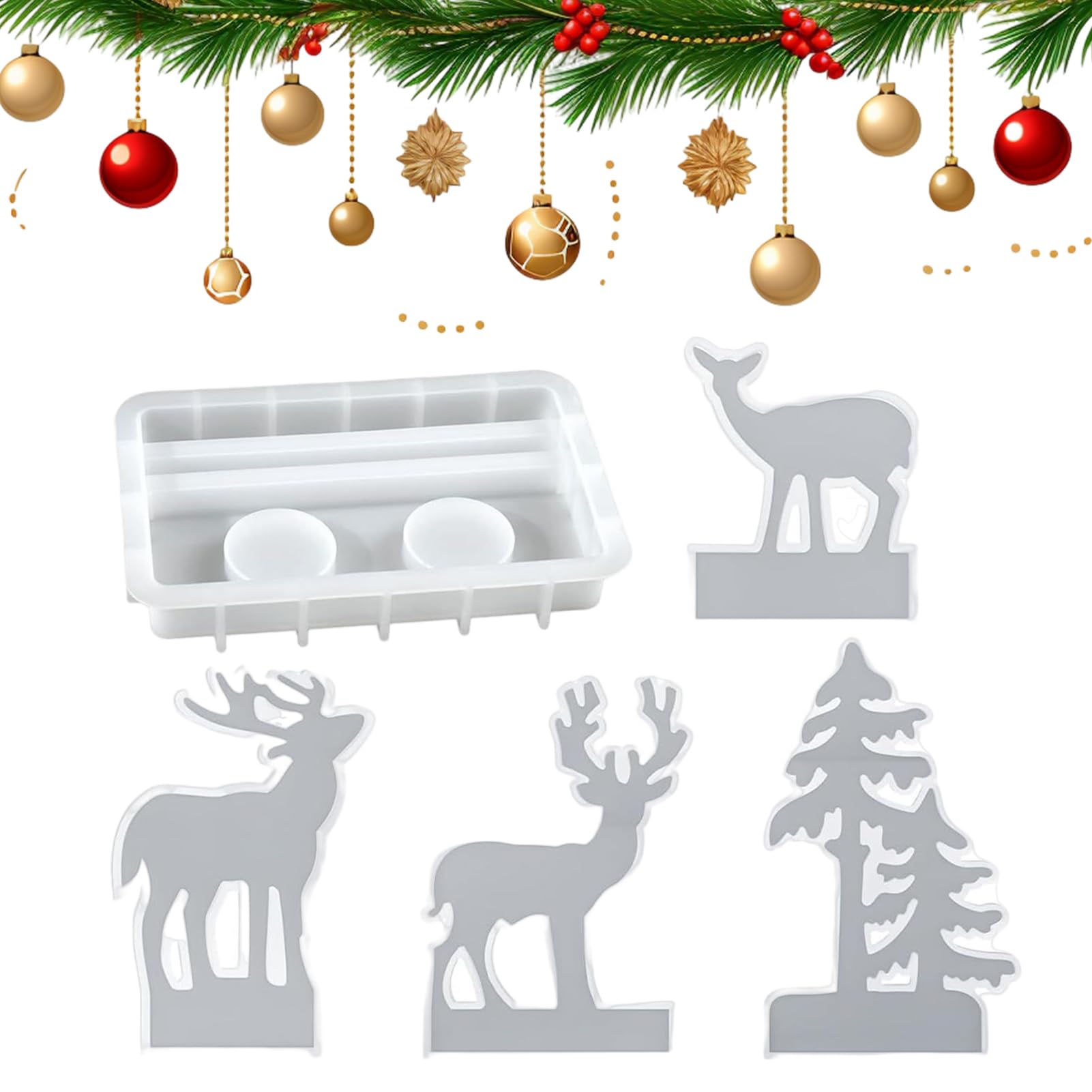 Moules à bougie en silicone cerf et sapin de Noël cocooning