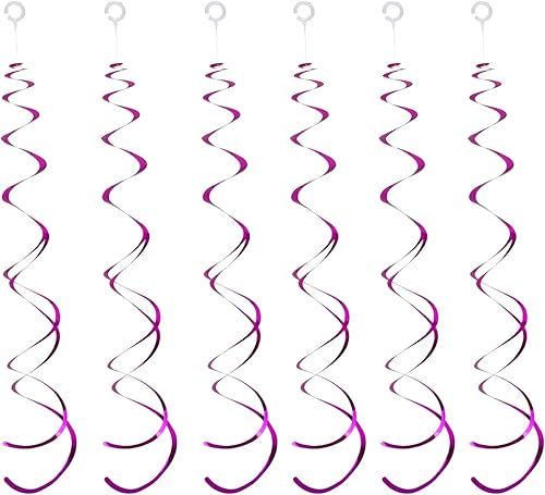 30 piezas de decoración de remolinos colgantes de color rosa intenso para fiestas, decoración de techo de serpentinas de plástico, decoración de