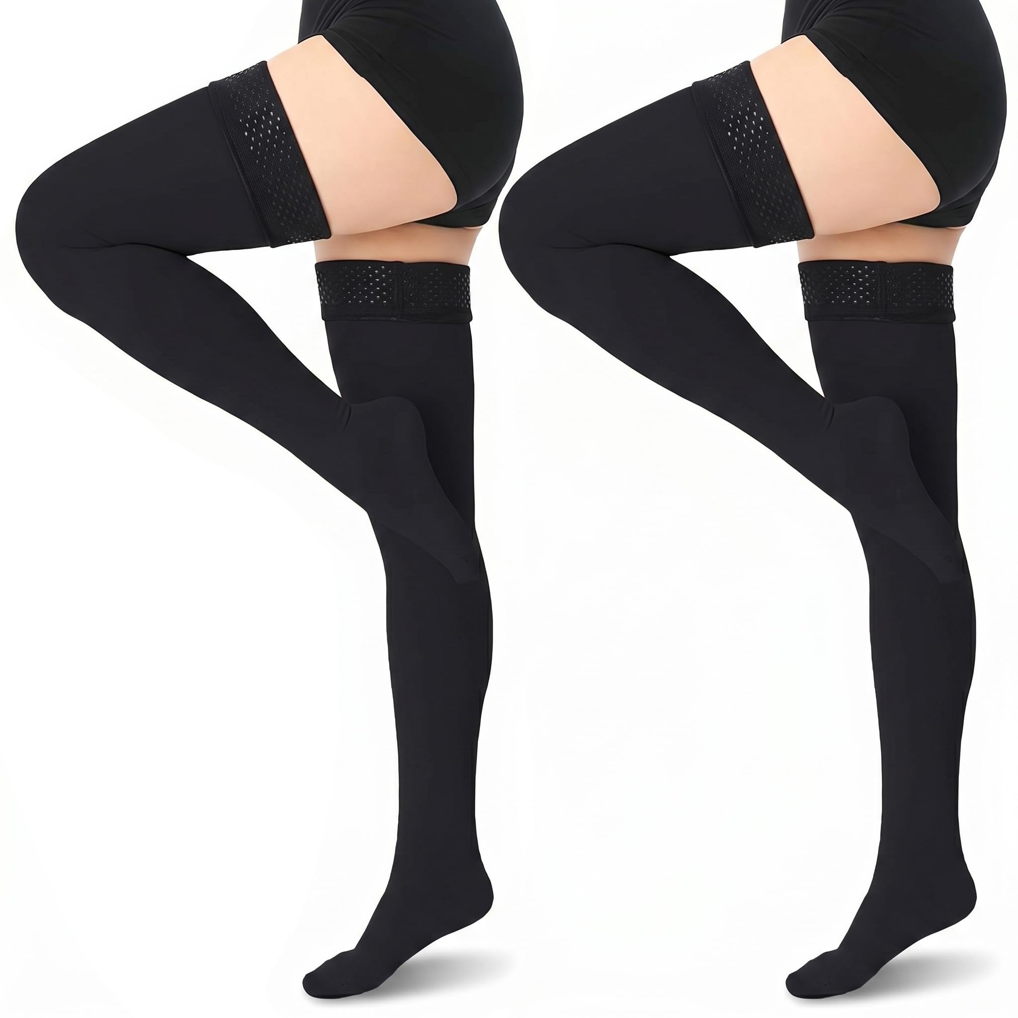22-32 mmHg Medizinische Kompressionsstrümpfe Damen & Herren Klasse 2,Oberschenkel Stützstrümpfe mit Silikonband- Geschlossene Thrombosestrümpfe für Flug,Schwangerschaft,Krampfadern & Ödeme