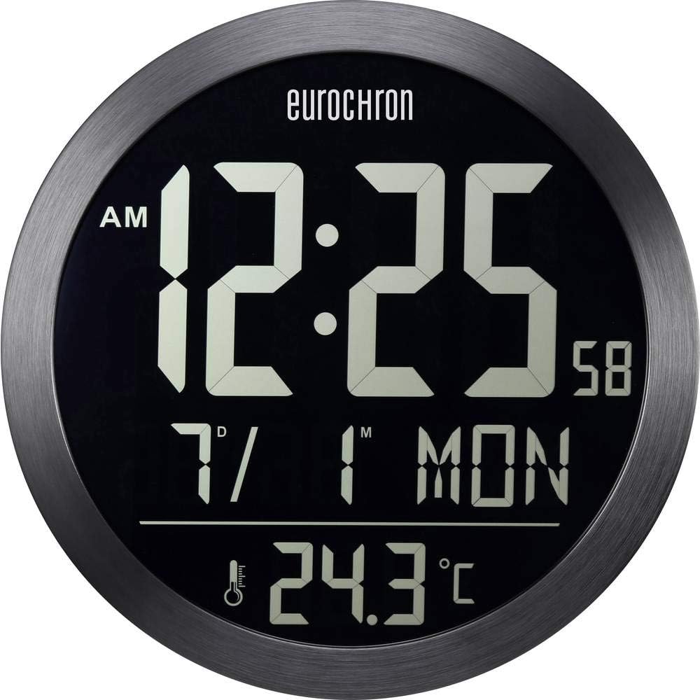 Euro Chron RadioControlled Wall Clock EFW 5000 394 mm x 41 mm Black
