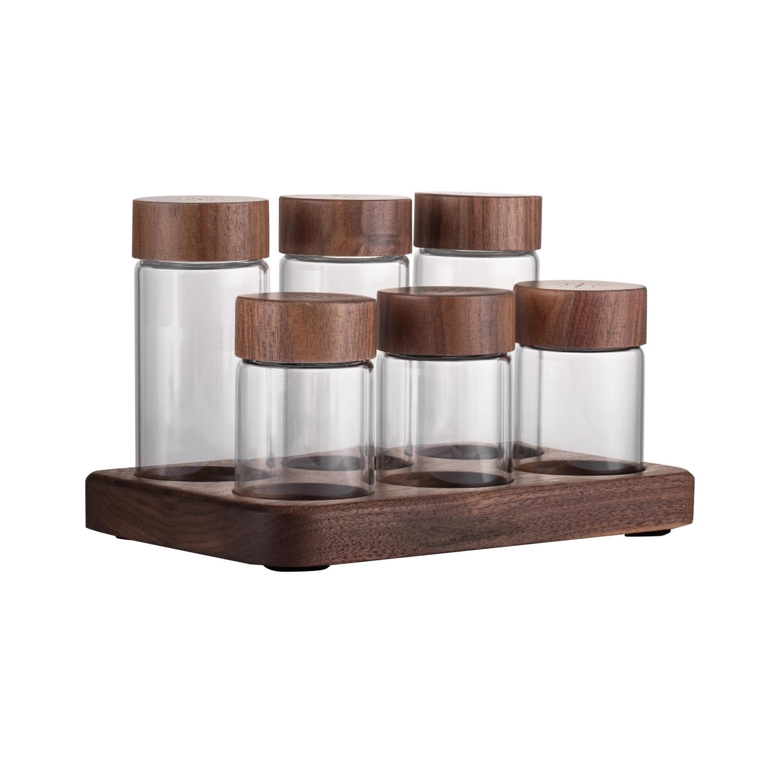 Kaffeebohnen, Tee, Süßigkeiten und Gewürzröhrchen aus Glas für die Vorratskammer/Theke, 6 Röhrchen in den Größen S und L