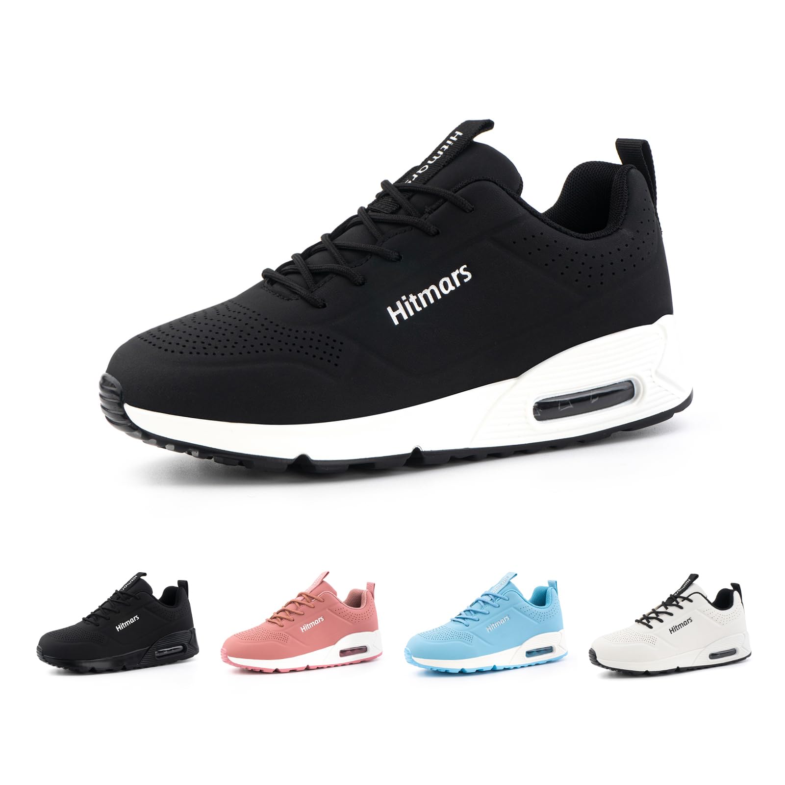 Hitmars Running Shoes Women's Trainers Air Cushion Sports Shoes Lightweight Trainers Breathable Jogging Shoes Walking Shoes Road Running Shoes Non-Slip Fitness Running Black Blue Pink White EU 36-42