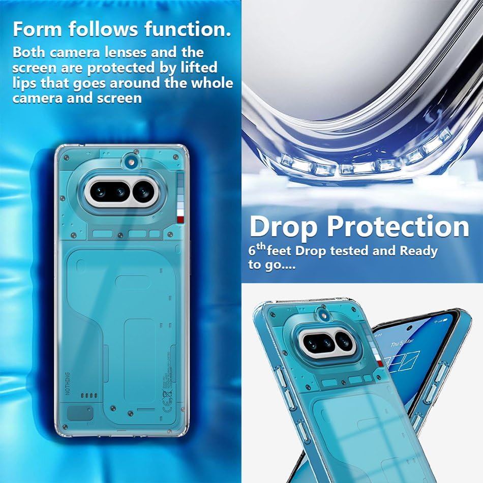 Image of Fashionury Crystal Clear Case for Nothing Phone 4a 5G | Yellowing Resistance | Transparent TPU Silicone | Raised Camera Lips | Slim Transparent Cover