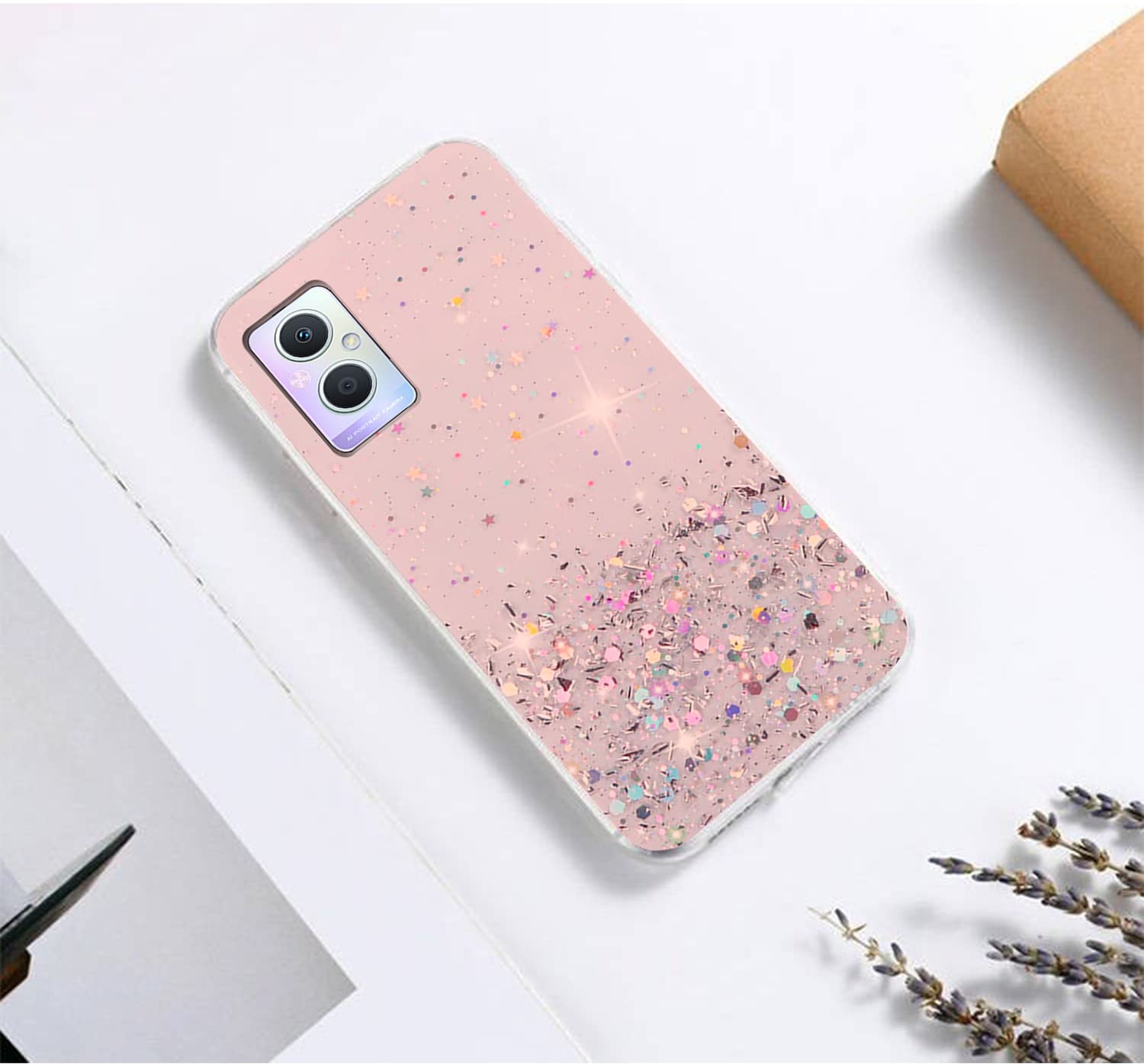Compatibile con Cover OPPO Reno 8 Lite 5g Trasparente Brillantini