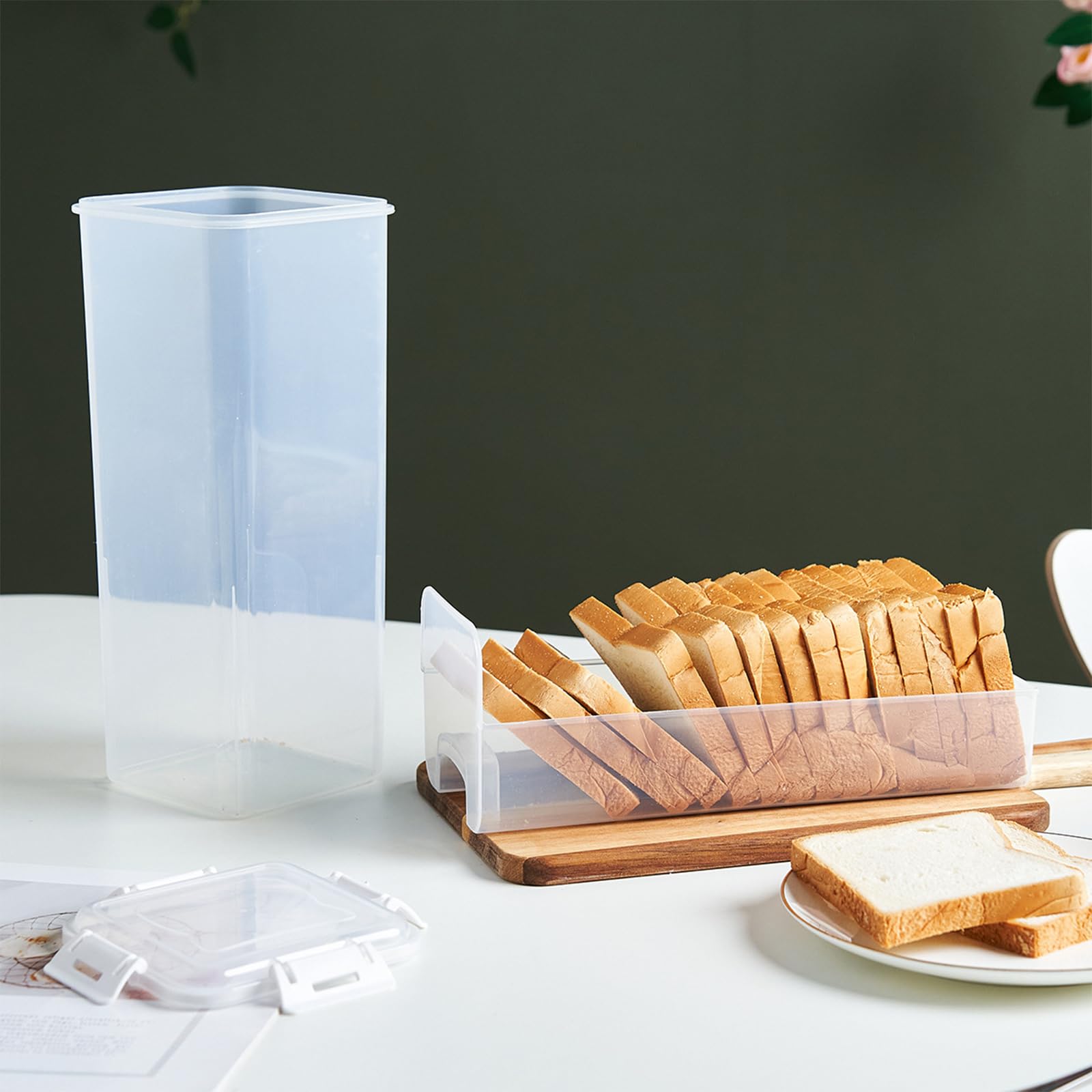 Sistema di cassetto per pane - Contenitore per pane ermetico 33,5 x 14 cm con coperchio per freschezza - Espandibile per pane tostato/pasticcieria - Senza BPA, igienico e poco ingombrante