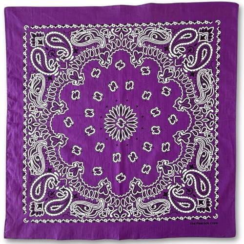 The Peacock Crew Royal Purple Bandana for Men and Women in Premium Soft Cotton Paisley Scarf Gift Kraft Pack