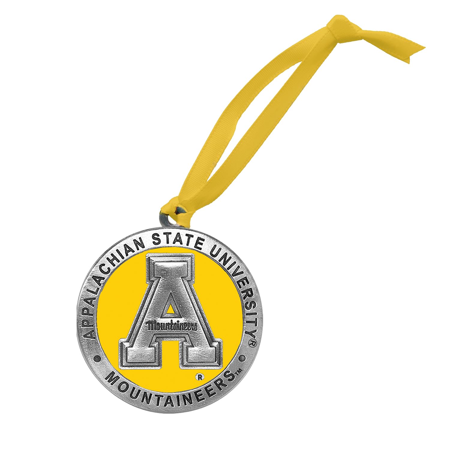 Appalachian State Ornament Non-Dated | Hand-Sculpted Christmas Tree Ornament | Intricately Crafted Metal Pewter Alma Mater Inlay