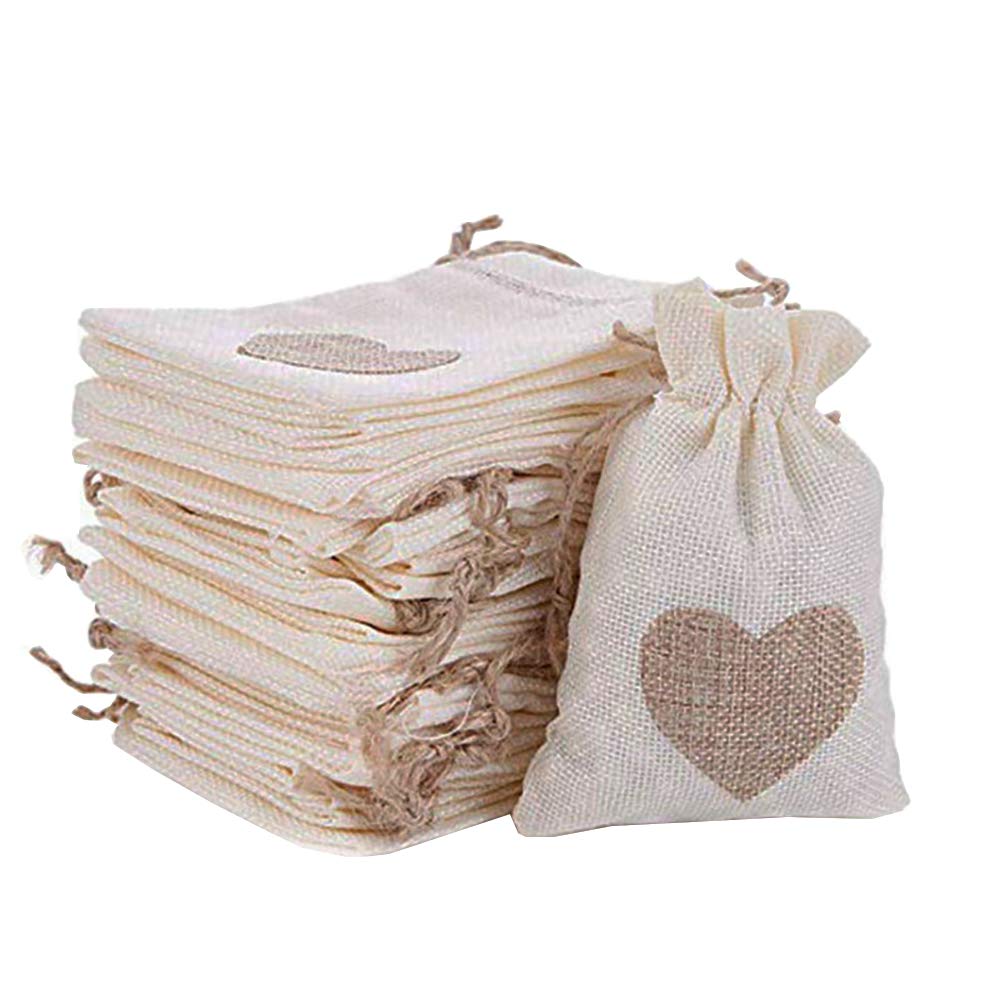 PandaHall 100Pcs Sachets En Jute, Pochettes Sachets En Lin Chanvre Avec
