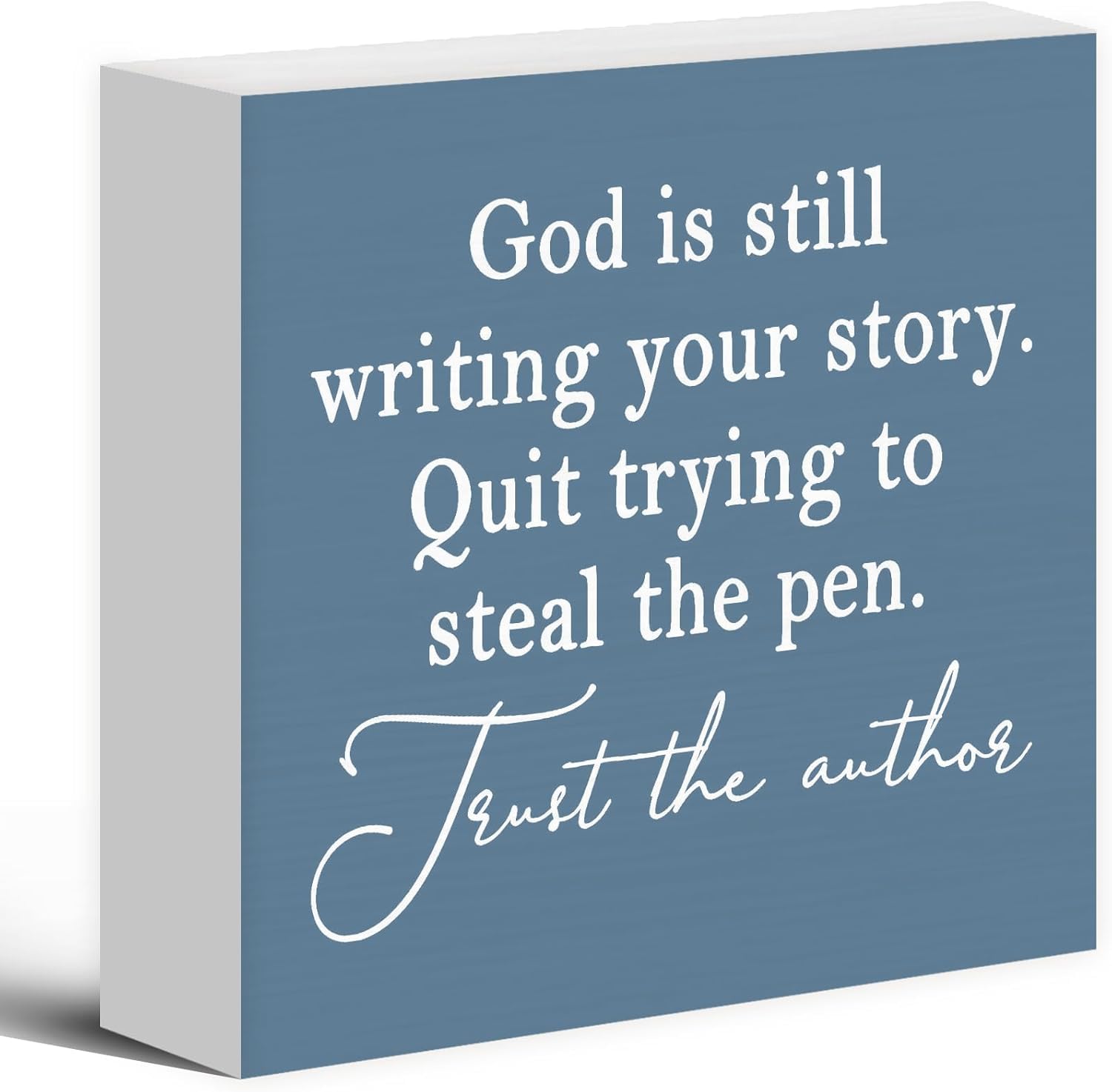 7x7 Inch Inspirational Wooden Box Sign Trust the Author Decor