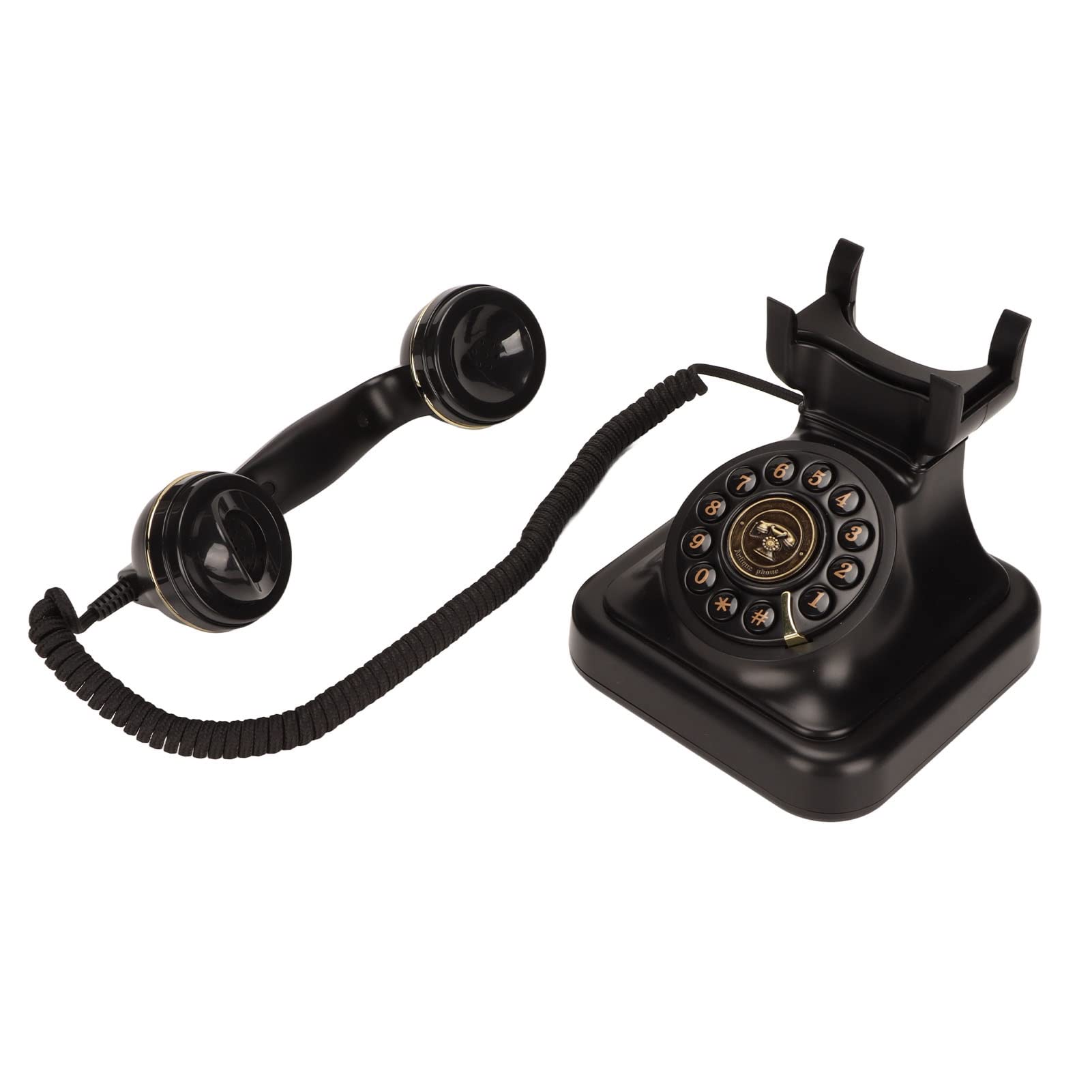 KUIDAMOS Telefon Przewodowy w Stylu Retro w Stylu Retro z Dużym Mikrofonem HD do Wystroju Domowego Biura, Przełączaniem Wysokiej i Niskiej Głośności, funkcją Plug and Play dla Wszystkich Grup