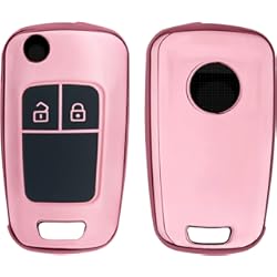 Funda Llave Opel Corsa kwmobile Carcasa para Mando Compatible con Opel Chevrolet Llave de Coche Plegable de 2 Botones - Funda para Llaves de Coche con Botones de TPU - Rosa Oro Brillante