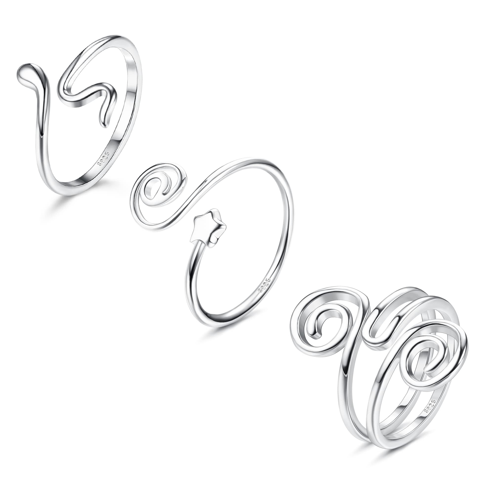 Florideco 3Pcs S925 Sterling Silver Toe Rings for Women Open Toe Rings Comfort-Fit Adjustable Toe Rings Celtic Knot Turquoise Finger Foot Jewelry Set: African Toe Ring