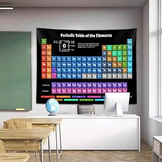 Periodic Table of Elements Poster Tapestry, Science Lab Chemistry Educational Decor Art Tapestries Wall Hanging for Classroom Kids Bedroom Dorm Teacher Office Desk Decor 60X40"