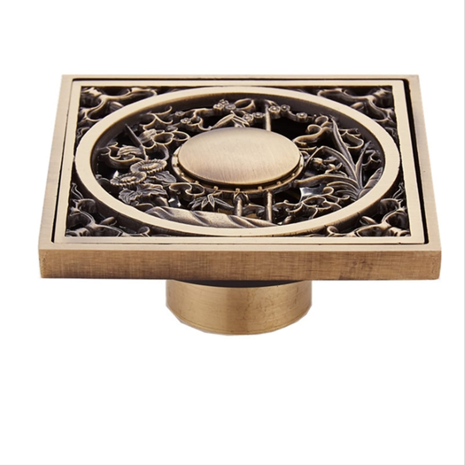 BKHsgDXJ Shower drain filter cover, 4 Inch Antique Dual Use Shower Bathroom Square Waste Drain Strainer Cover Grate