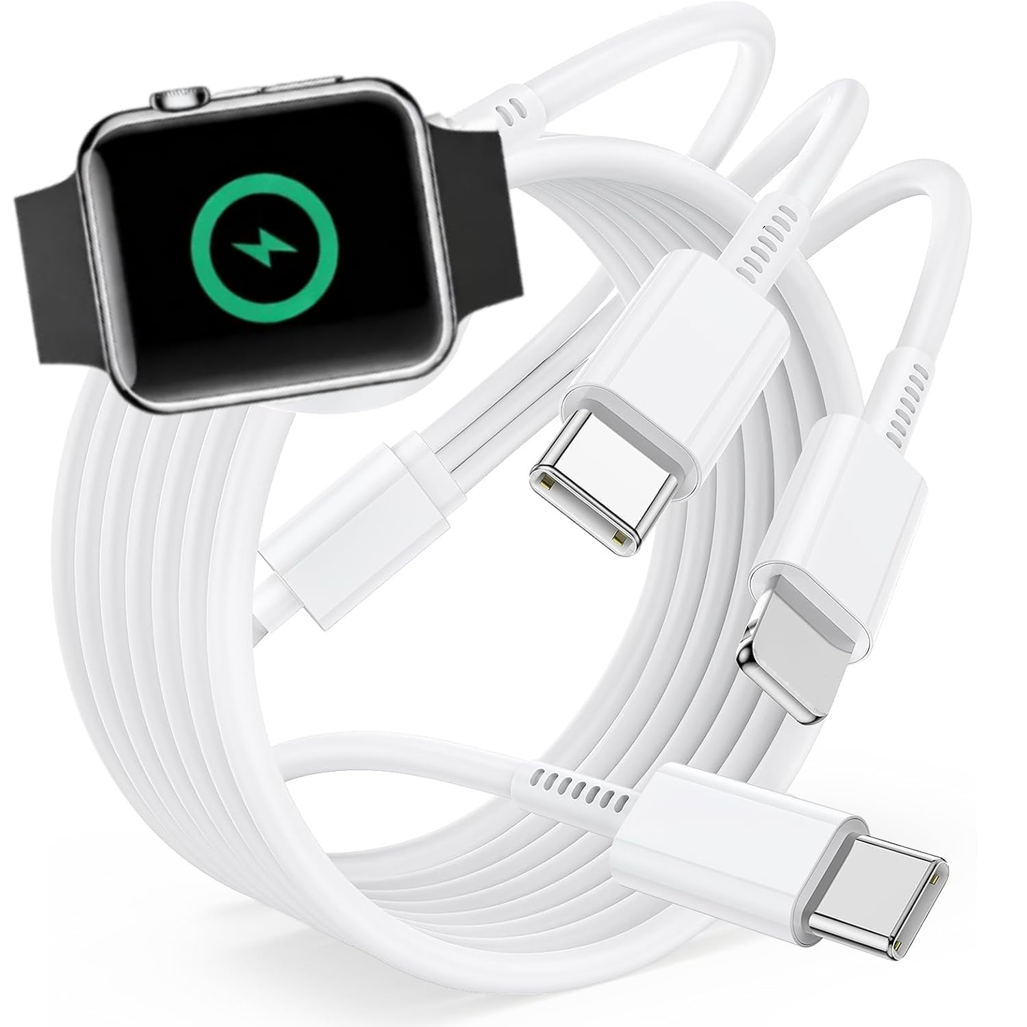 verilux® 3 in 1 type c cable with iphone magnetic charging cable for watch | 5.9ft/1.8m watch charger cable with type c to c/lighting/magnetic pad for iphone 17/16/15/14, iwatch ultra/se series 11/10