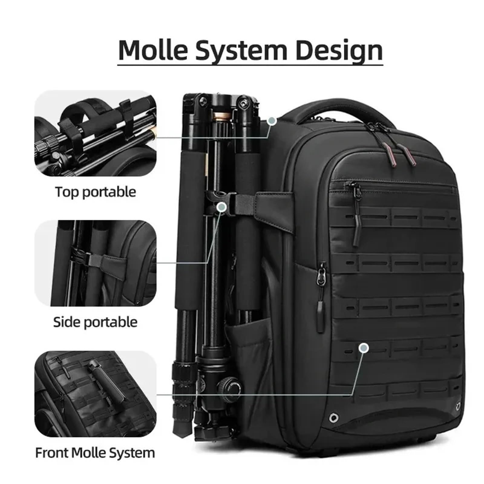 Zaino Fotografico Borsa for fotocamera reflex Zaino integrato for computer con separazione digitale a secco e umido di grande capacità a prova spruzzi d'acqua
