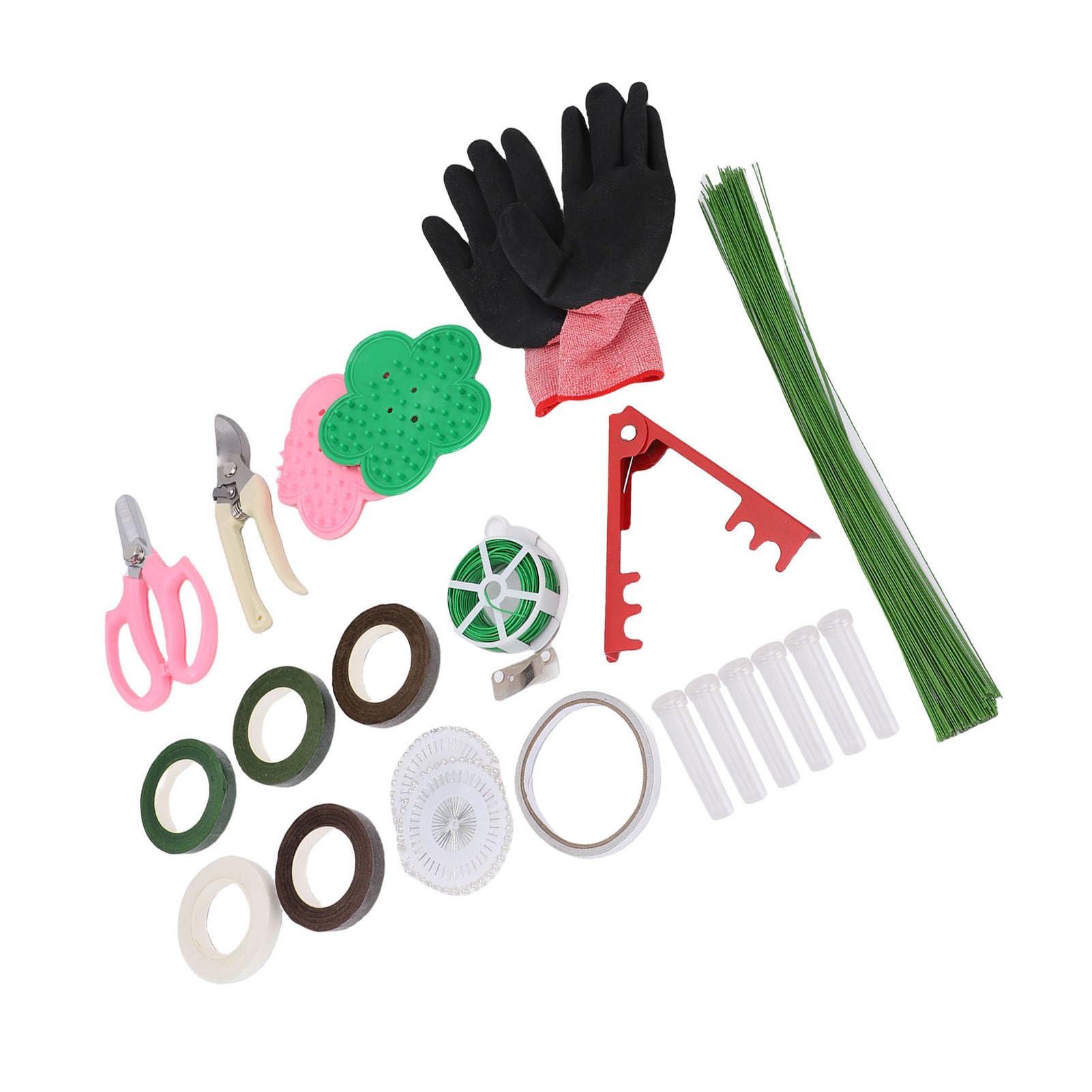 Fabater Kit de Herramientas para Arreglos Florales, 122 Piezas con Removedor de Espinas de Rosas y Alambres de Tallo Floral, Tubos de Agua a Prueba de Derrames para Floristería, Ramos de Boda en Casa