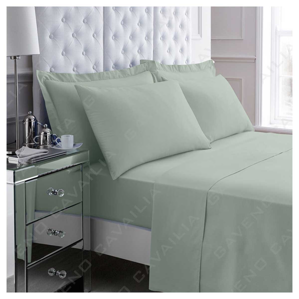 Gaveno Cavalia Luxury NON-IRON POLY COTTON PERCALE FLAT SHEET Duck Egg King