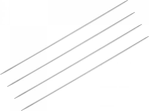 uxcell Juego de 2 pares de agujas de tejer, 0.142 in de diámetro, 15.75 pulgadas de largo, acero inoxidable, agujas de suéter de doble punta para