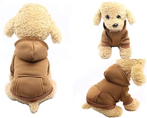 Miniatura 3 de Jecikelon Sudadera con capucha para perro de invierno con bolsillos, ropa cálida para perros pequeños, abrigo de Chihuahua, ropa de cachorro y gato