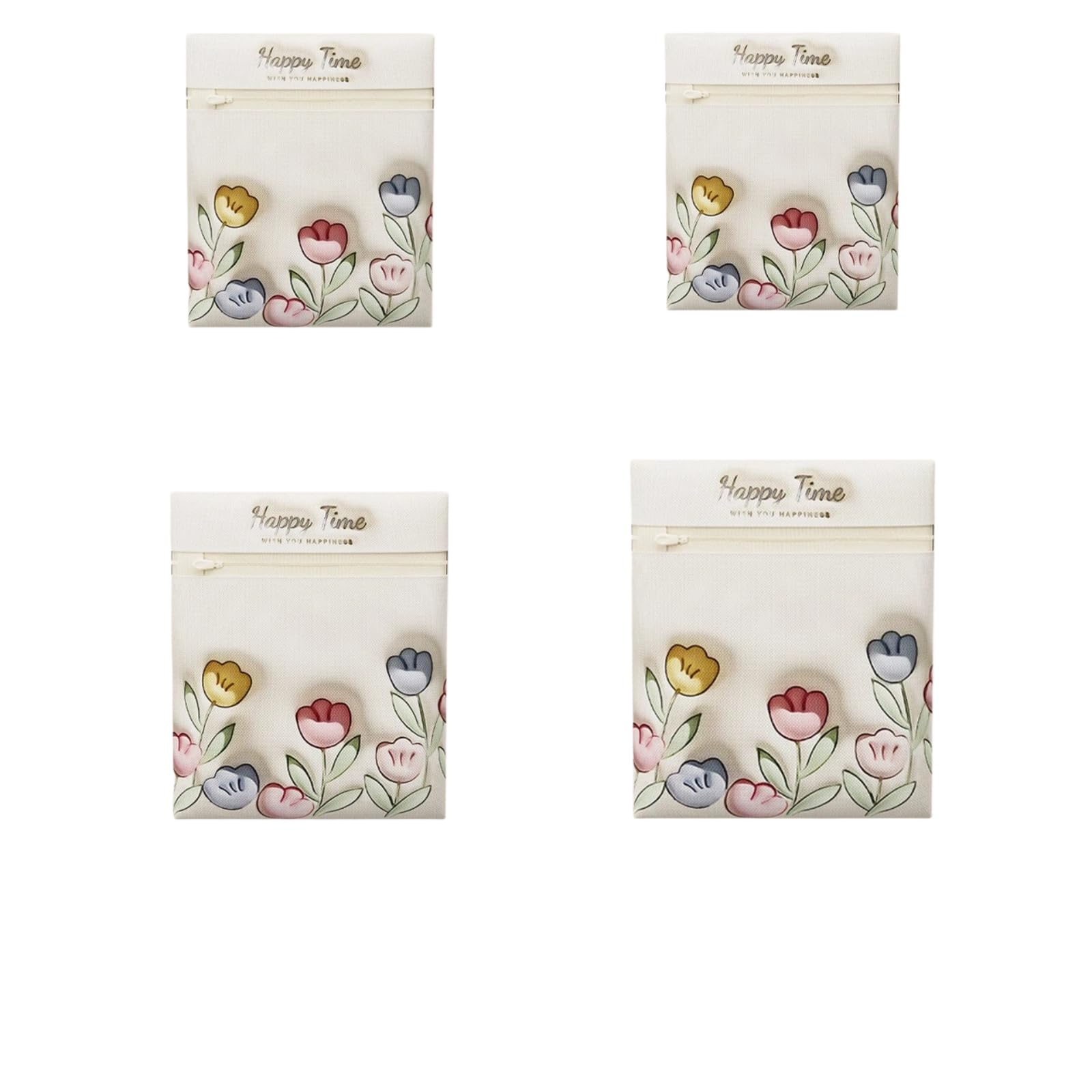 Tulip Print Laundry Mesh Wash Bags, Anti Deform Zipper Washing Bag for Sweater Lingerie, Washing Machine Protector Net Bags