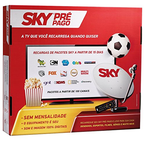 Kit de Antena Parabólica Sky 60 cm + Receptor Digital Sky Pré Pago Flex SD