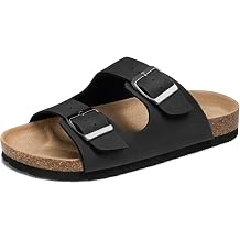 FITORY Boys Girls Glitter Slide Sandals, Cork Slipper with Adjustable Straps for Little Kid/Big Kid
