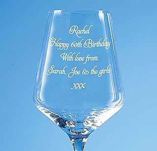 60th Birthday Personalised Crystal Wine Glass With Gift Box, Your Message Engraved, 60th Gift Idea For Ladies, 60th Present For Men