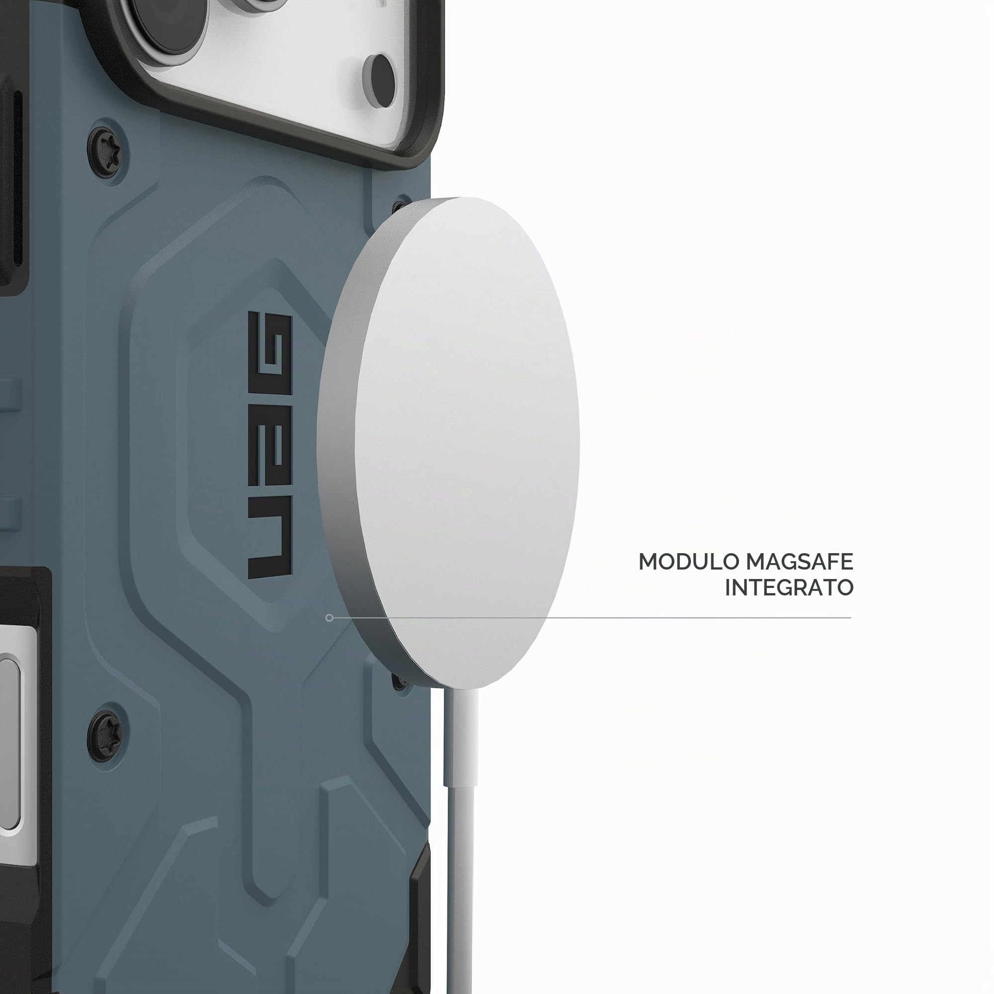 Urban Armor Gear Pathfinder MS Case compatibile con Apple iPhone 17 Pro Max Custodia (Ricarica wireless/magnetica, Protezione dalle cadute di livello militare) blu nuvola