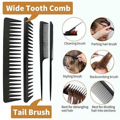 Miniatura 5 de Unibana - Juego de 6 cepillos para desenredar el cabello para mujeres y hombres juego de cepillo rizado y peine para cabello grueso húmedo seco