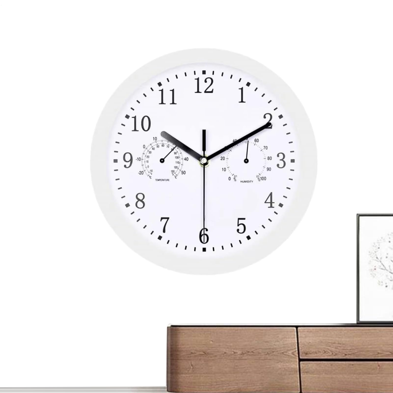 Orologio da parete impermeabile - Orologio silenzioso per esterni da 25,4 cm, materiale ABS, per patio, piscina, giardino, portico, decorazione della casa, allarme, igrometro, misurazione della