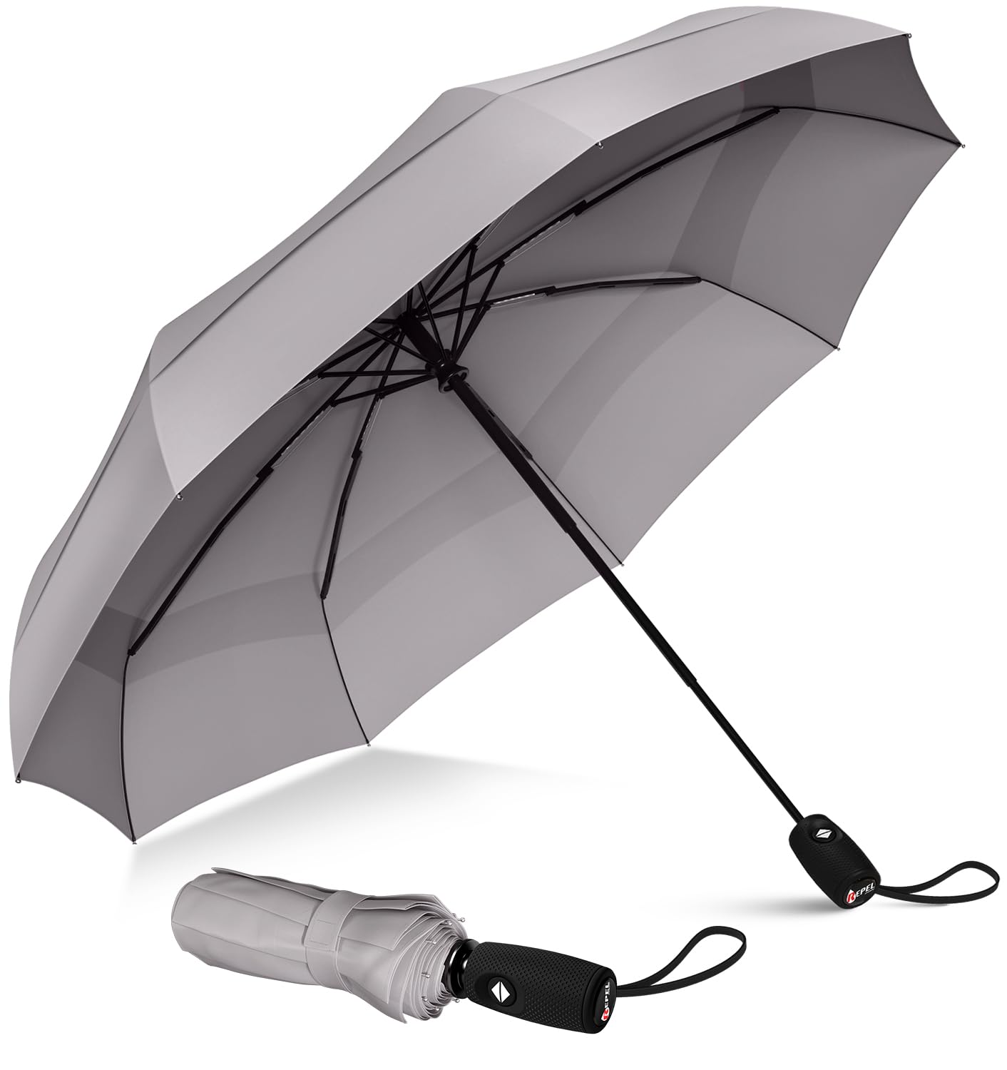 REPEL Windproof Travel Umbrella - Compact & Withstands Winds up to 85MPH , Strongest Premium Auto Folding Umbrella for Rain and Sun - Durable, Light & Portable for Women & Men , Fits Backpack & Cars