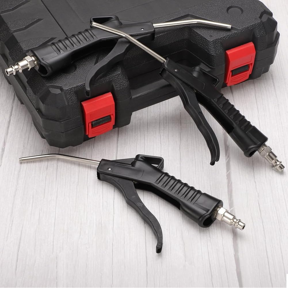8 Pezzi Pistola di Soffiaggio Ad Aria Compressa Ad Alto Flusso con Compressore D'Aria con Spina NPT da 1/4 di Pollice e Piega Angolata