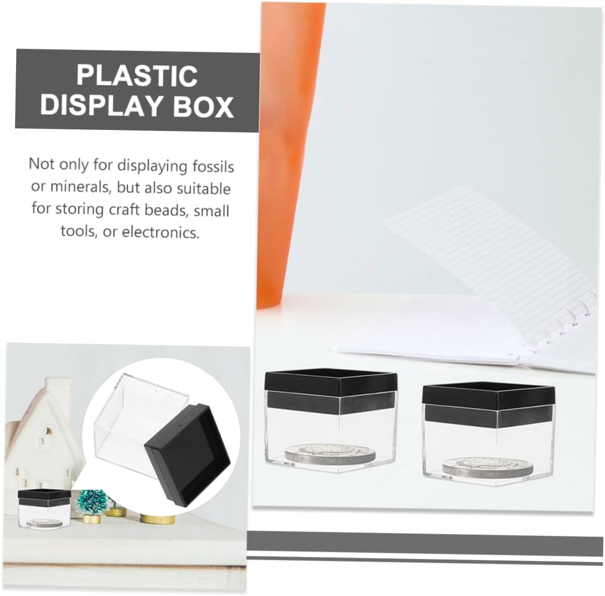 Uonlytech 12pcs Elegant Display Case for Figures Specimen Containers Cosmetic Storage Box View