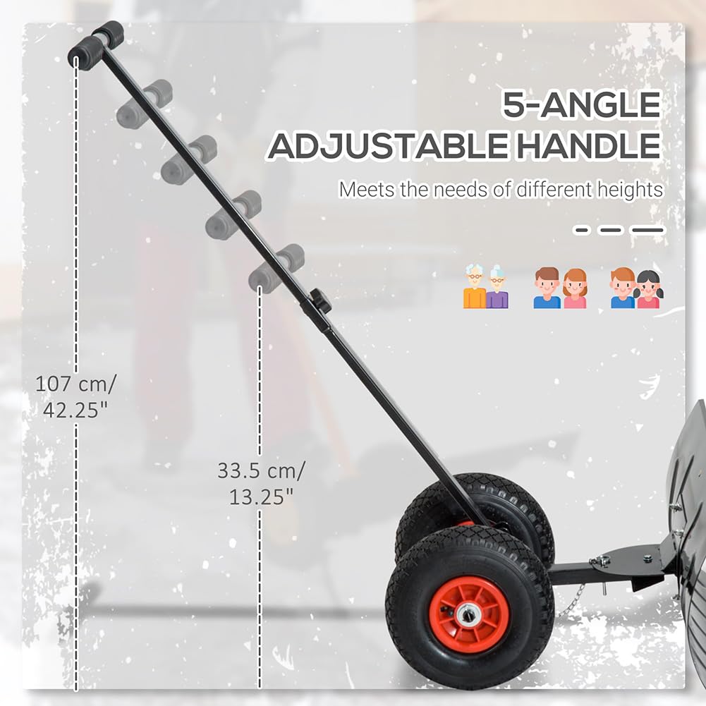 Empujador De Nieve Enrollable De Metal Resistente, con Mango Antideslizante Y Ajustable, Empujador De Nieve Rodante, Pala Extra Ancha para Raspar Nieve para Pasarelas, Jardín, Patios
