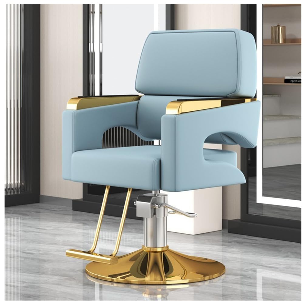OZBMA ty Barber Salon Chair with 440Lbs Hydraulic Pump 360° Swivel Adjustable Height Ideal for Hairdressers Beauty Salons Tattoo & Spa Blue Color