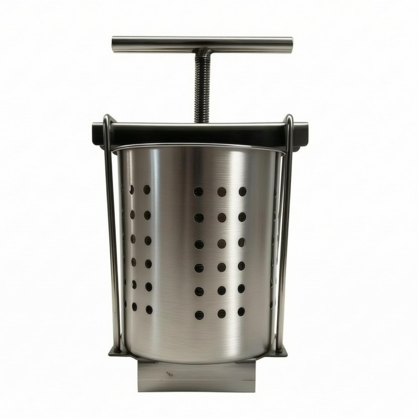 Presse-Fruits avec Vis Filetée En Acier Inoxydable Presse à Jus avec Panier Perforé Manuel Pressoir pour Cuisiniers Amateurs, Cuisine, 1.5L
