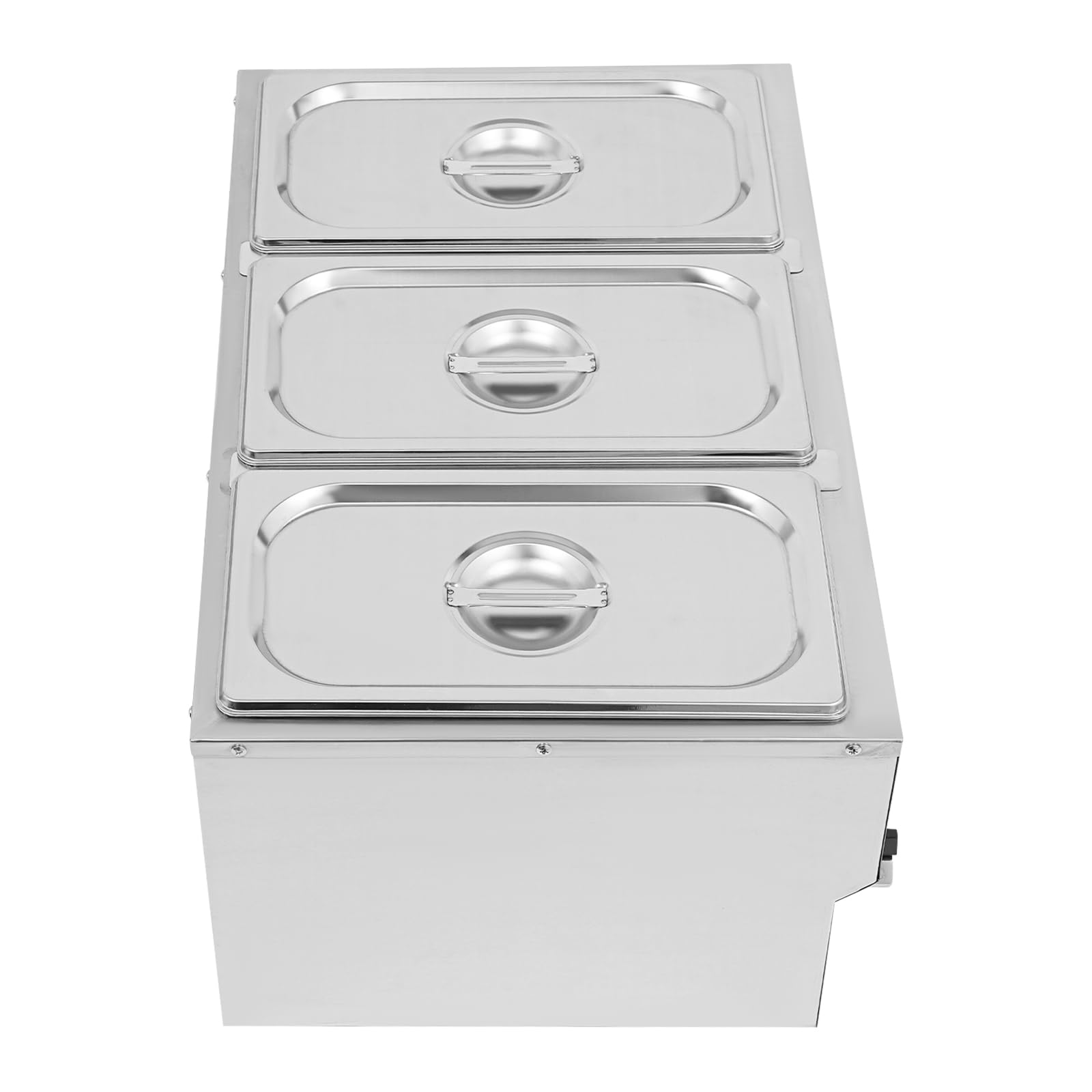 Bain Marie - Scaldavivande a bagnomaria GN 1/3 × 3, in acciaio inox | 30-110 °C, contenitore commerciale per buffet con valvola di scarico, per bagno d'acqua, per casa e ristoranti