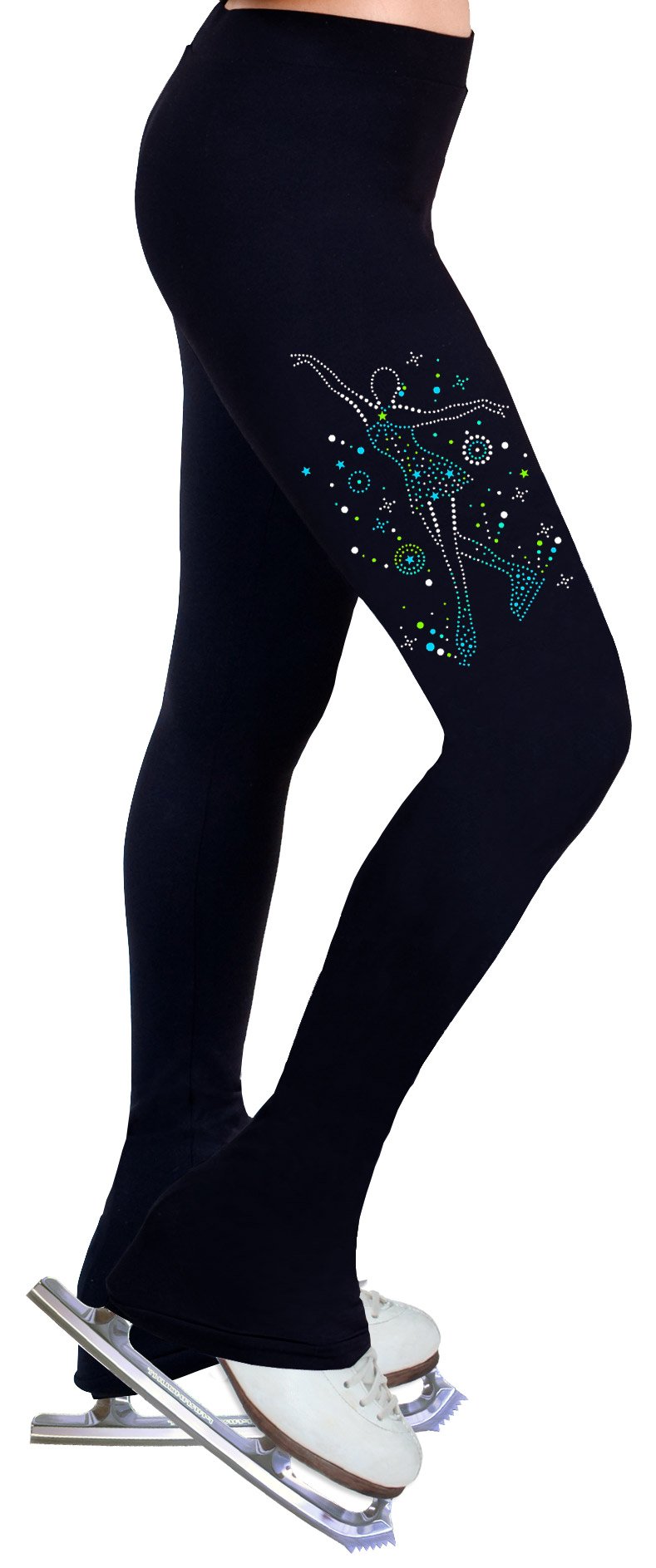 NY2 SPORTSWEAR Figure Skating Practice Pants with Spangles S101 - Child Sizes- (Child Medium) Black