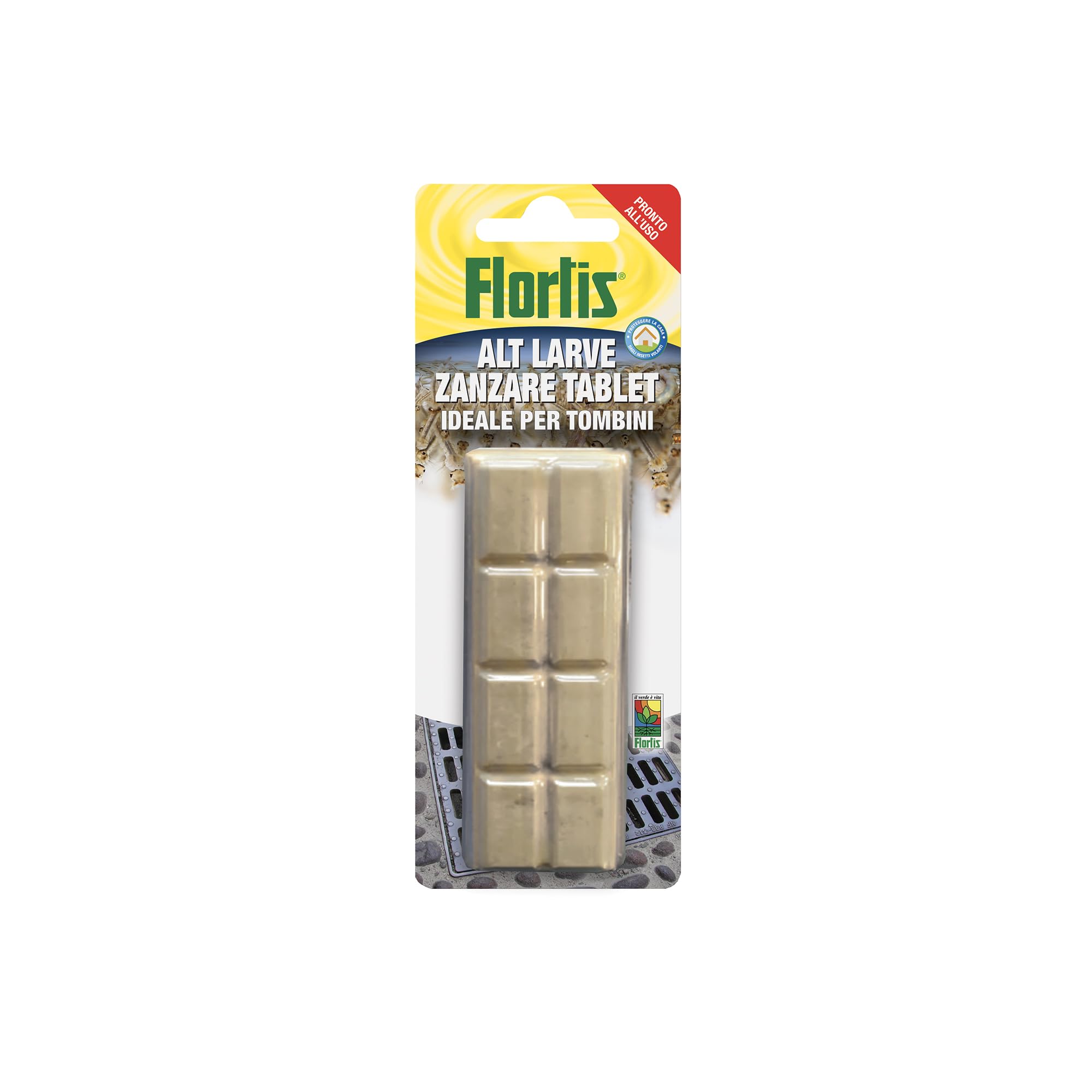 Flortis, ALT Larve e Zanzare Tablet, Film Siliconico, Controlla il Ciclo Vitale di Larve e Zanzare, Formato da 8 Pz
