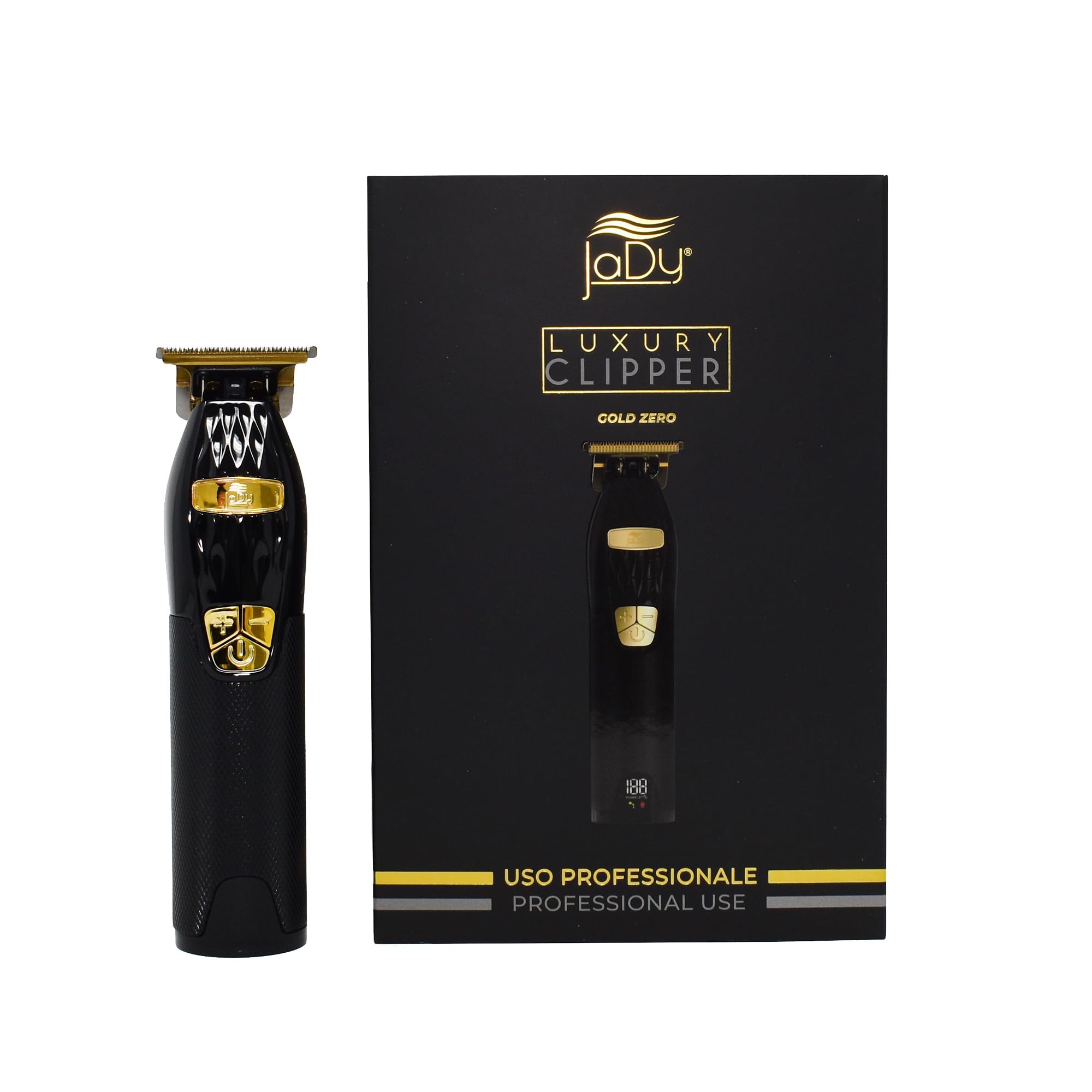 JaDy - Cortapelos Profesional Hombre | Cuchillas Acero Inoxidable | Autonomía 3-4h | Velocidad Ajustable 5000-7000 RPM | Multiusos con Peines Intercambiables, Negro y Dorado