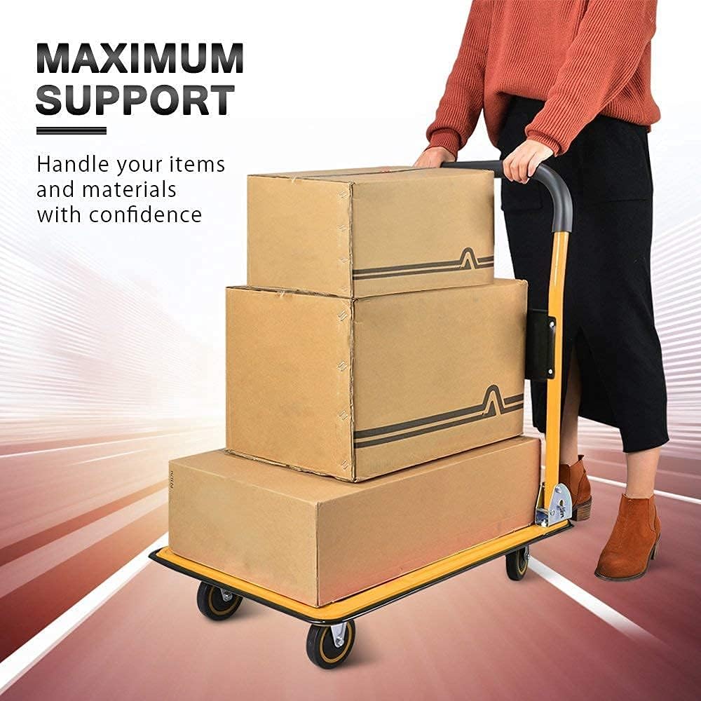 Wellmax 330lb Platform Cart Yellow and Blue