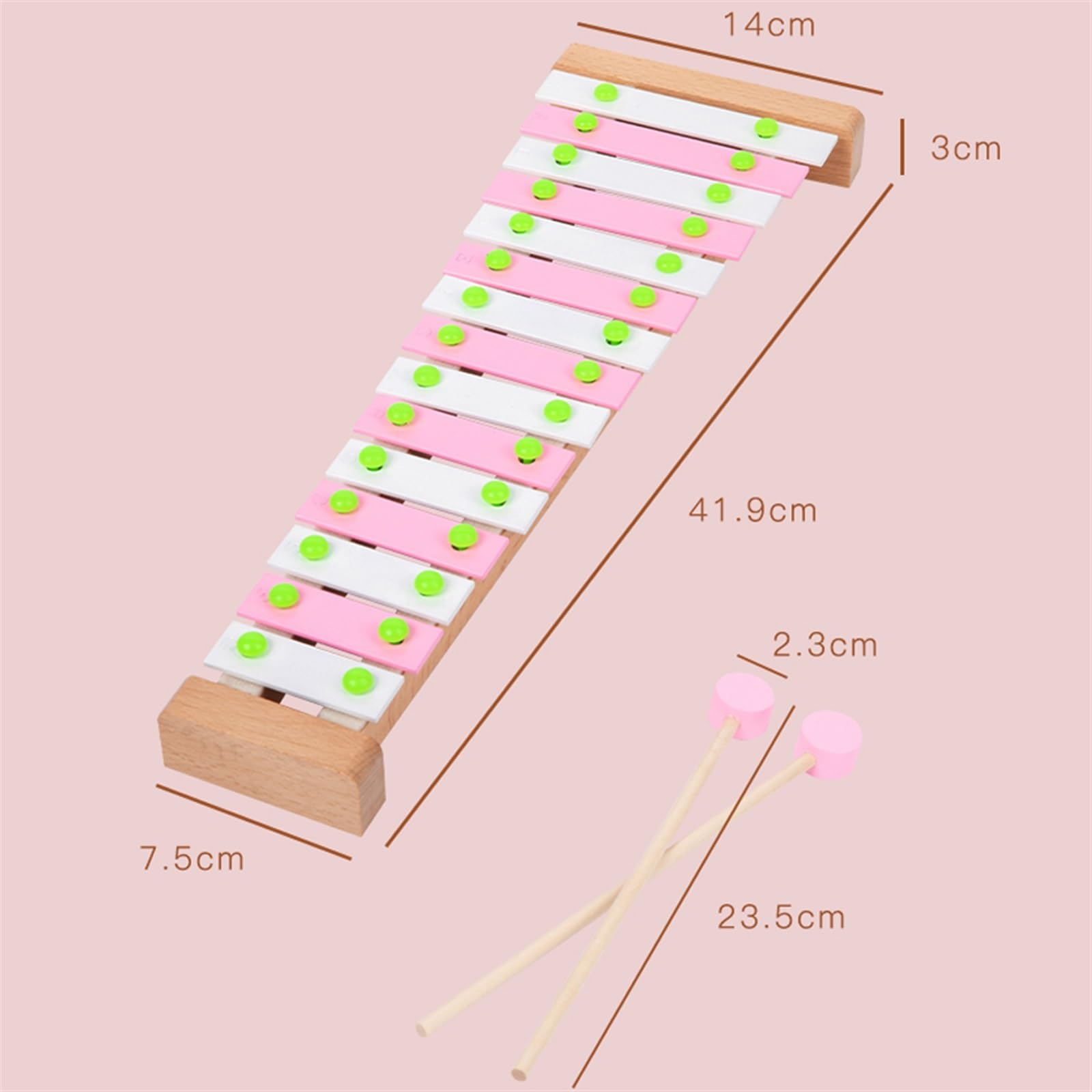 Piastra in Alluminio Rosa da 15 Note Pratico Strumento a percussione Glockenspiel Leggero Strumento a percussione Glockenspiel