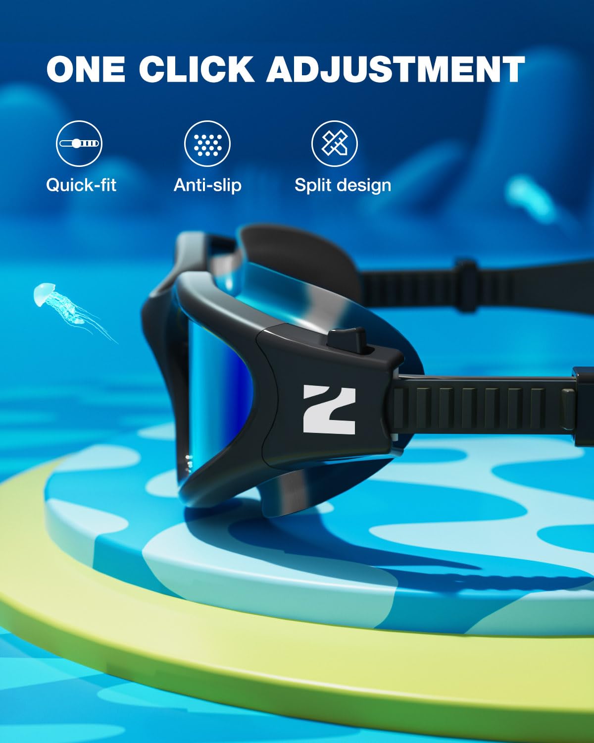 ZIONOR Lunettes de Natation, Upgrade G8 Lunettes de Piscine pour Adulte Homme Femme, Anti-buée, Protection UV 100%, Étanches Lunettes de Plongée avec Sangle Réglable Vision Large
