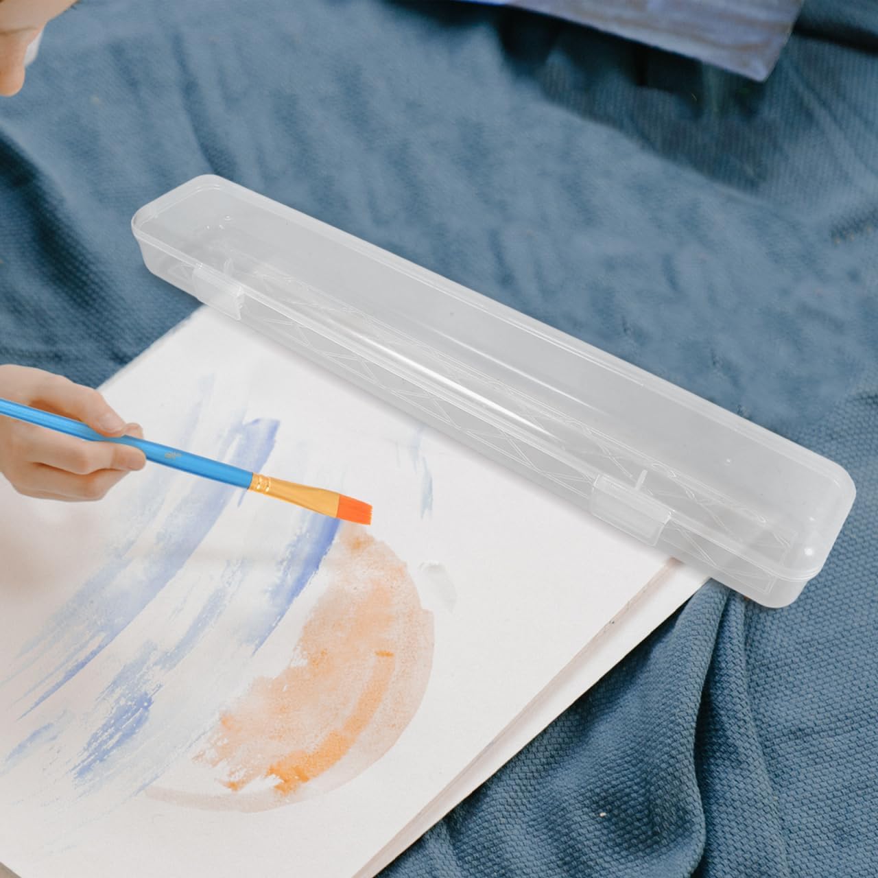 Transparent Paint Brush Storage Box 2 Pack 12.79X2.20X1.41In Lightweight Portable Organizer for Art Supplies Pens Pen Packing Case for Birthday Ceremony